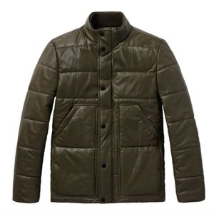 Aether Preston Leather Down Coat Mens Small Command Green (New)